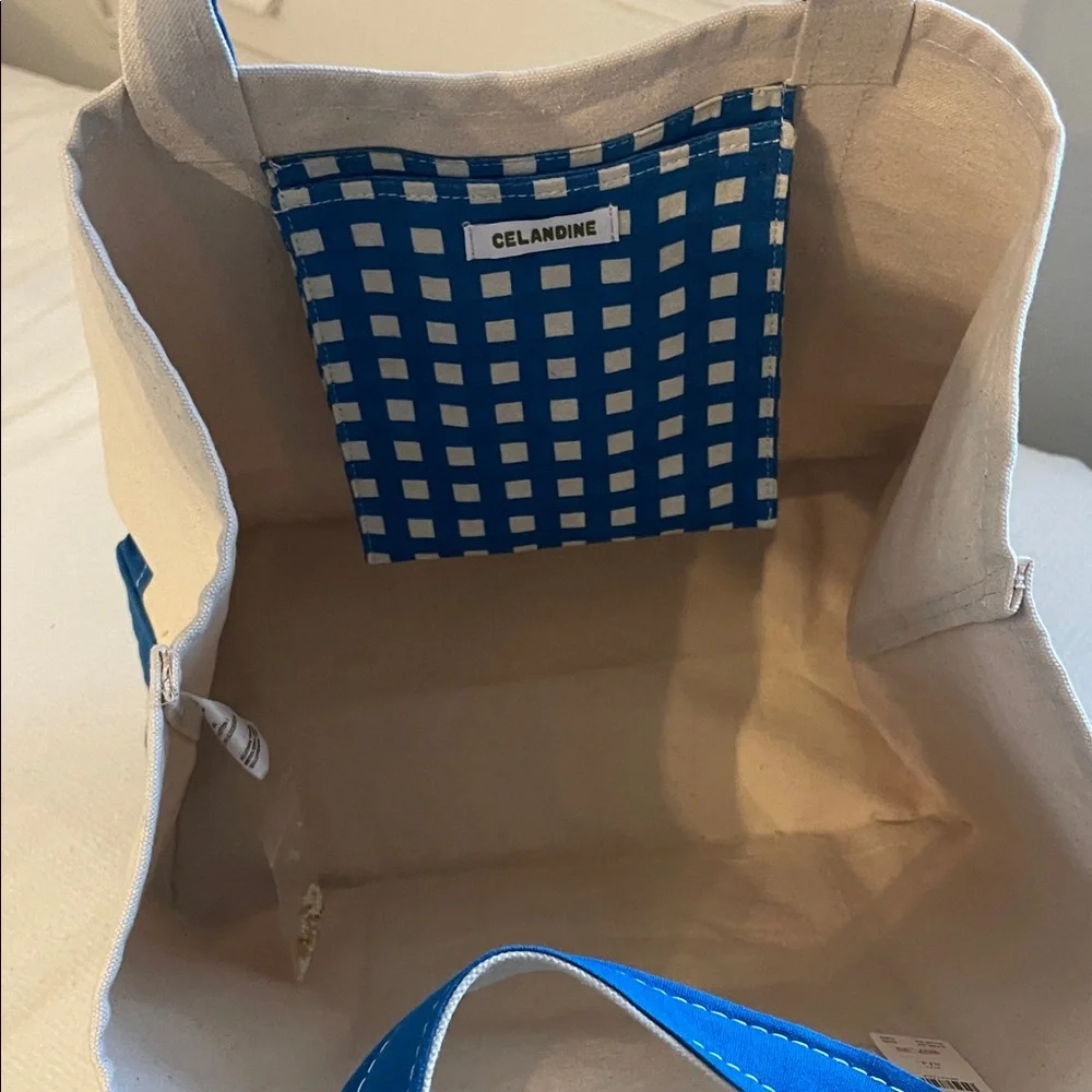Canvas Tote Bag in Blue and Cream with 'Beach Days' Embroidery - Picture 3 of 3